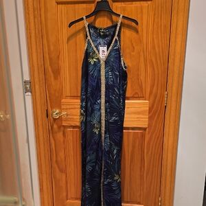Womens AMERICA & BEYOND  Navy Tropical Dress with Lovely Trim